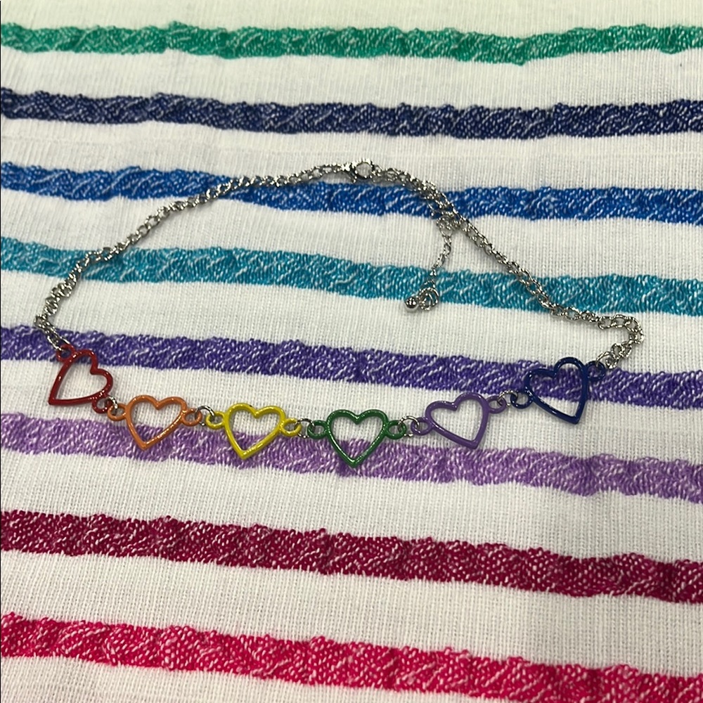 Choker rainbow heart Colorful Heart Chain Necklace